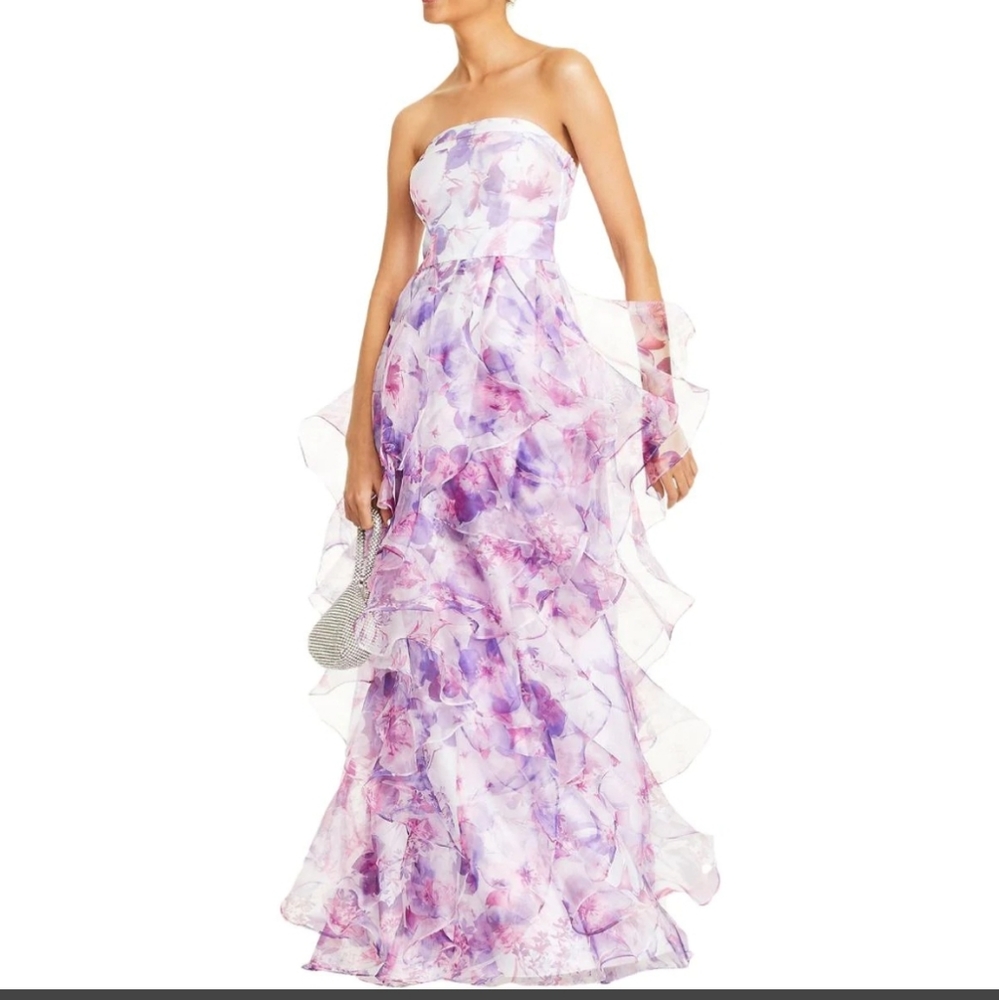 TLC Say Yes To The Prom Ruffled Printed Evening Dress